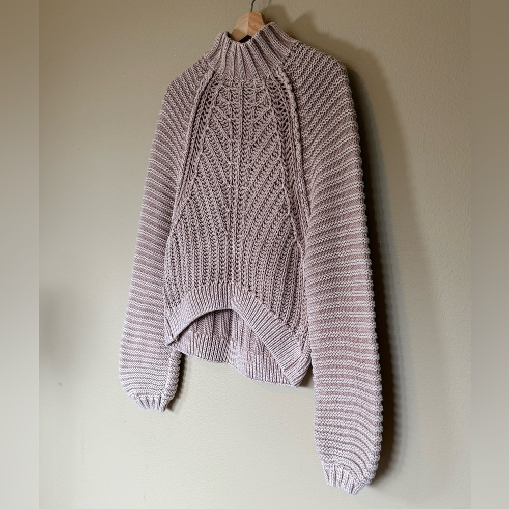 Free People Sweetheart Mock neck Chunky Knit Sweater in Tan Size XS - Picture 3 of 10